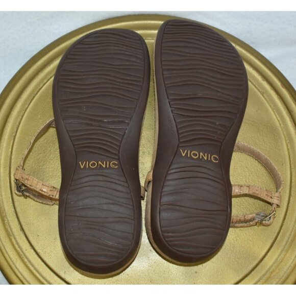 Vionic Miami Women's Sandals Size 8 Gold Tone Metallic Embellished Thong T Strap - Picture 9 of 10